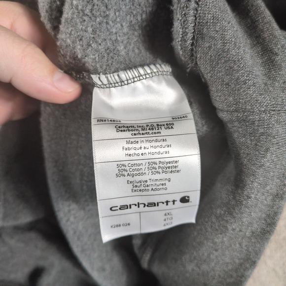 Carhartt Men's Gray Loose Fit Heavyweight Full Zip Hoodie Sweatshirt 4XL - Picture 7 of 8